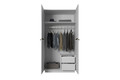 Wardrobe Nicole with Drawer Unit 100 cm, matt white, gold handles