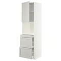 METOD / MAXIMERA Hi cab f micro combi w door/3 drwrs, white/Lerhyttan light grey, 60x60x220 cm