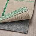 RIDSTIG Rug, flatwoven, off-white/green, 133x195 cm