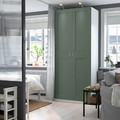 PAX / GRIMO Wardrobe combination, white/grey-green, 100x60x236 cm