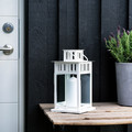 BORRBY Lantern for block candle, white in/outdoor white, 28 cm