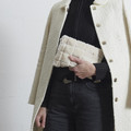 Cosmetic Bag/Pouch, faux fur, cream