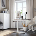 MITTZON Desk sit/stand, electric walnut veneer/white, 120x60 cm