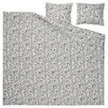RODGERSIA Duvet cover and 2 pillowcases, grey/white, 200x200/50x60 cm