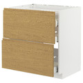 METOD / MAXIMERA Base cab f hob/2 fronts/3 drawers, white/Voxtorp oak effect, 80x60 cm