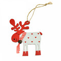 Wooden Reindeer Christmas Ornament with Scarf