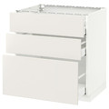 METOD / MAXIMERA Base cabinet with 3 drawers, white, Veddinge white, 80x60 cm