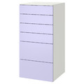 SMÅSTAD / PLATSA Chest of 6 drawers, white/lilac, 60x57x123 cm