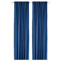 GINSTMOTT Curtains, 1 pair, dark blue/with heading tape, 145x300 cm