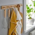 SANDABBORRE Tea towel, white/dark yellow, 50x50 cm