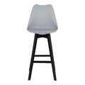 Bar Stool Norden, wood black high PP, grey