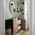 BESTÅ Wall-mounted cabinet combination, black-brown Hedeviken/oak veneer, 180x42x64 cm