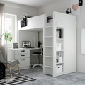 SMÅSTAD Loft bed, white with frame/with desk with 4 drawers, 90x200 cm