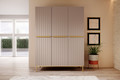 Wardrobe with Drawer Unit Nicole 150 cm, antique pink, gold handles and legs