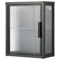 MOSSJÖN Wall cabinet with glass door, anthracite, 36x18x44 cm
