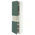 METOD High cab f micro w 2 doors/shelves, white/Aspudden dark grey-green, 60x60x220 cm