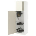 METOD High cabinet with cleaning interior, white/Bodbyn off-white, 60x60x200 cm