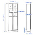 BILLY / OXBERG Bookcase with panel/glass doors, dark brown oak effect, 80x30x202 cm