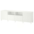 BESTÅ TV bench with doors and drawers, white, Sutterviken/Kabbarp white, 240x42x74 cm