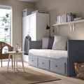 HEMNES Day-bed w 3 drawers/2 mattresses, grey/Åfjäll medium firm, 80x200 cm