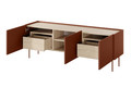 Three-Door TV Cabinet with Drawers Desin 170, ceramic red/nagano oak