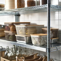 IKEA 365+ Food storage basket with lid, rectangular metal/white bamboo, 32x21x13 cm