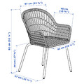 NILSOVE Chair with armrests, rattan/black