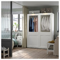 PAX / GRIMO Wardrobe with sliding doors, white/clear glass white, 150x66x201 cm