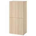 BESTÅ Shelf unit with doors, white stained oak effect/Lappviken white stained oak effect, 60x42x129 cm