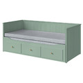 HEMNES Day-bed w 3 drawers/2 mattresses, grey-green/Ågotnes firm, 80x200 cm