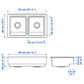 HAVSEN Sink bowl, 2 bowls w visible front, white, 82x48 cm