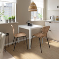 MELLTORP / ÄLVSTA Table and 2 chairs, white white/rattan black, 75x75 cm