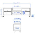 BESTÅ TV bench, white/Hanviken/Stubbarp white clear glass, 180x42x48 cm