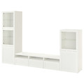 BESTÅ TV storage combination/glass doors, white/Hanviken white clear glass, 300x42x193 cm