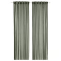 STENFRÖ Sheer curtains, 1 pair, green/with heading tape, 145x300 cm