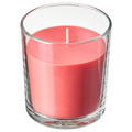 LOTSFÅGEL Scented candle in glass, Watermelon bright pink, 40 hr