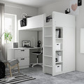 SMÅSTAD Loft bed, white birch/with desk with 3 drawers, 90x200 cm