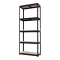 GoodHome Shelving Unit Ryle 179 x 75 x 35 cm 5 Shelves, black