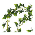 Artificial Garland, green/small white flowers