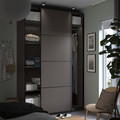 PAX / MEHAMN Wardrobe, dark grey/double sided dark grey, 150x66x236 cm