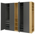PAX / FORSAND Wardrobe combination, dark grey dark grey/oak effect, 255x60x236 cm