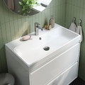 ÄNGSJÖN / BACKSJÖN Wash-stnd w drawer/wash-basin/tap, high-gloss white, 80x48x39 cm