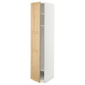 METOD High cabinet w shelves/wire basket, white/Forsbacka oak, 40x60x200 cm