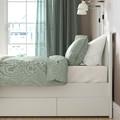 SONGESAND Bed frame with 2 storage boxes, white/Lindbåden, 140x200 cm