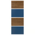 MEHAMN 4 panels for sliding door frame, walnut effect/blue, 75x201 cm