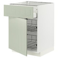 METOD / MAXIMERA Base cab w wire basket/drawer/door, white/Stensund light green, 60x60 cm