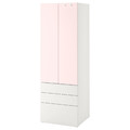 SMÅSTAD / PLATSA Wardrobe, white pale pink/with 3 drawers, 60x57x181 cm