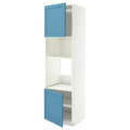 METOD Hi cb f oven/micro w 2 drs/shelves, white/Lerhyttan blue, 60x60x220 cm