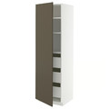 METOD / MAXIMERA High cabinet with drawers, white/Havstorp brown-beige, 60x60x200 cm