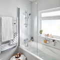 GoodHome Bath Screen Calera 1-Panel 140 x 85 cm, chrome/clear glass